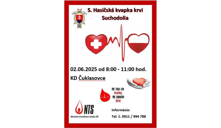 5. Hasičská kvapka krvi Suchodolia - KD Čuklasovce