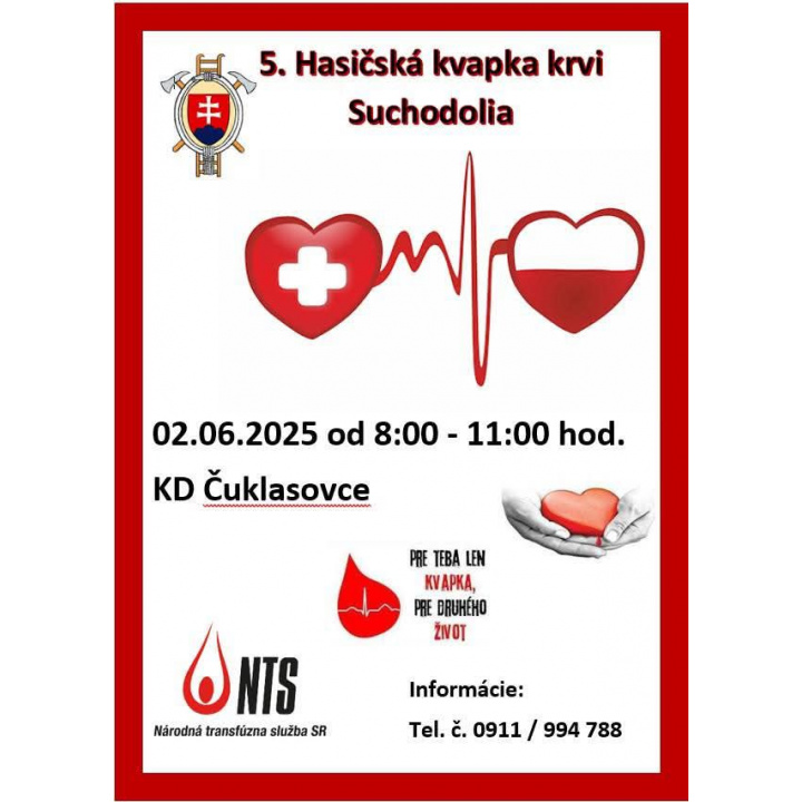 5. Hasičská kvapka krvi Suchodolia - KD Čuklasovce