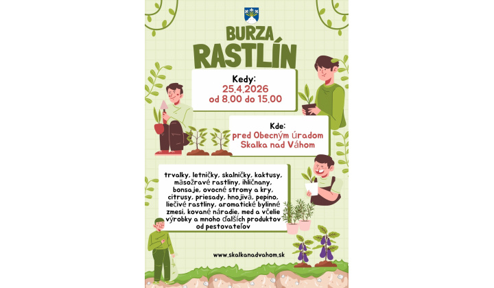 Burza rastlín 25.04.2026 pred Obecným úradom Skalka nad Váhom