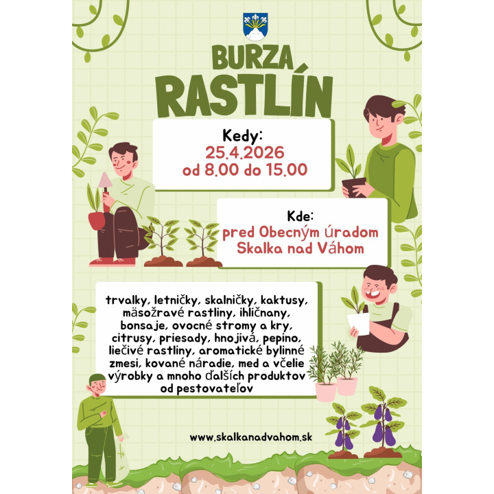 Burza rastlín 25.04.2026 pred Obecným úradom Skalka nad Váhom