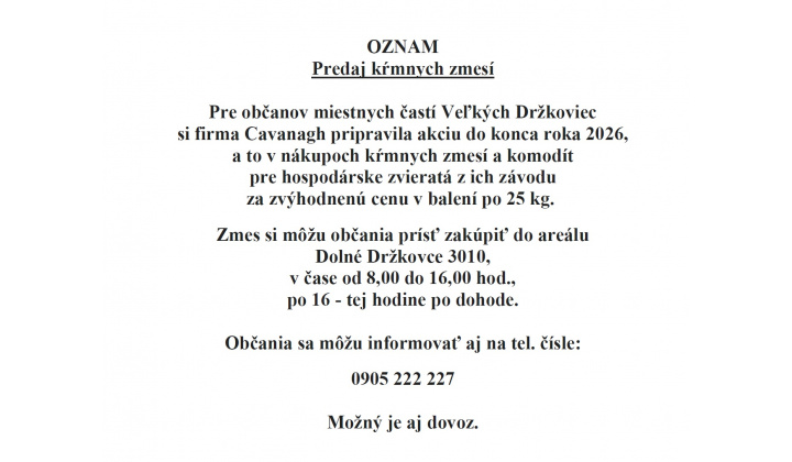 Cavanagh Sk, s.r.o. - Predaj kŕmnych zmesí