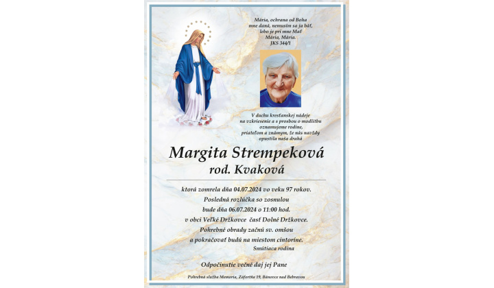 Margita Strempeková rod. Kvaková
