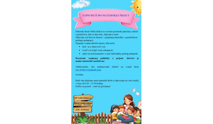 Zápis detí do MŠ r. 2026/2027