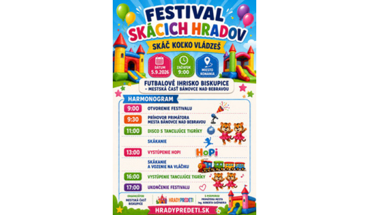 Festival skákacích hradov v Biskupiach 5. 9. 2026