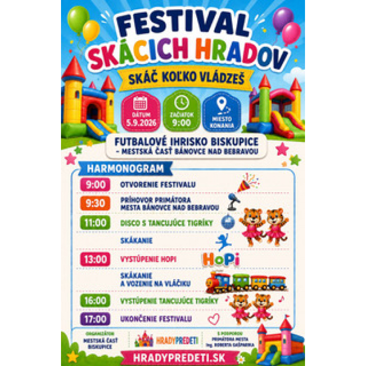 Festival skákacích hradov v Biskupiach 5. 9. 2026