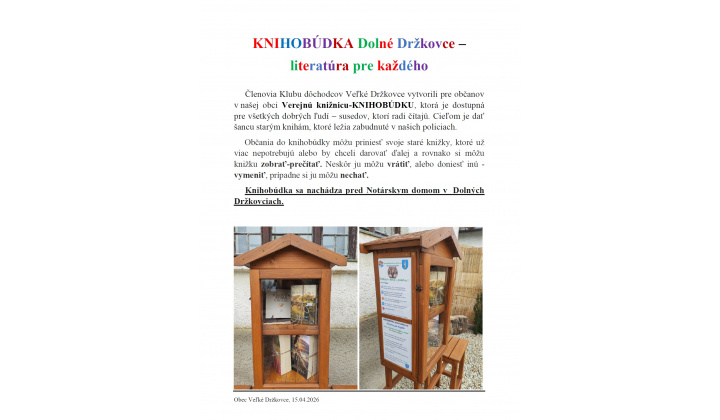 KNIHOBÚDKA Dolné Držkovce - literatúra pre každého