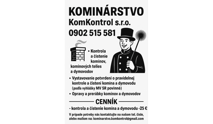 Kominárstvo KomKontrol s.r.o. - Šišov