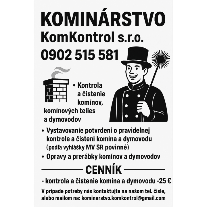 Kominárstvo KomKontrol s.r.o. - Šišov