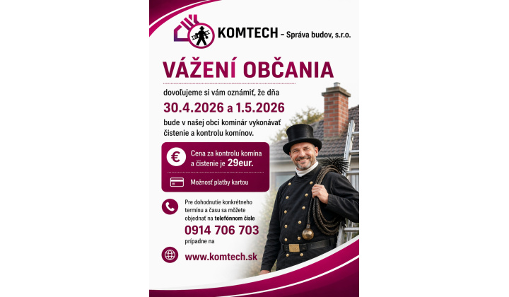 KOMTECH - kontrola  a čistenie komínov