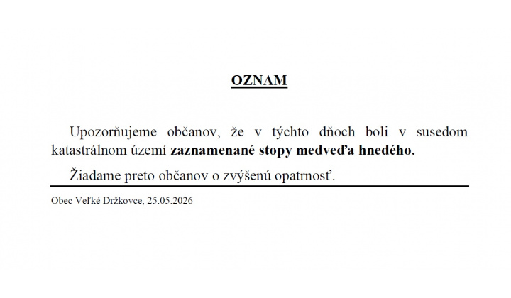 MEDVEĎ - upozornenie