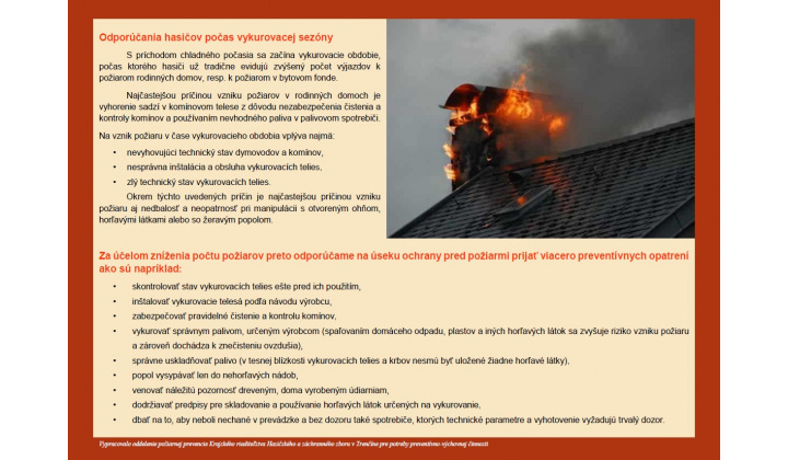 Odporúčania hasičov počas vykurovacej sezóny