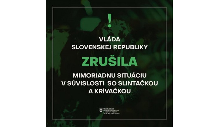 Odvolanie mimoriadnej situácie - vysoko nákazlivého vírusu slintačky a krívačky - vyrozumenie