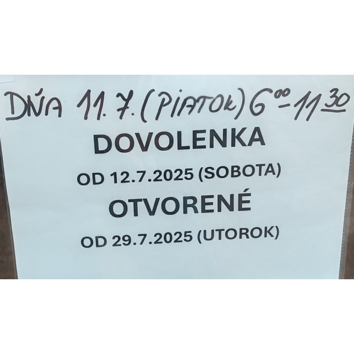 OZNAM - DOVOLENKA - COOP Jednota Veľké Držkovce