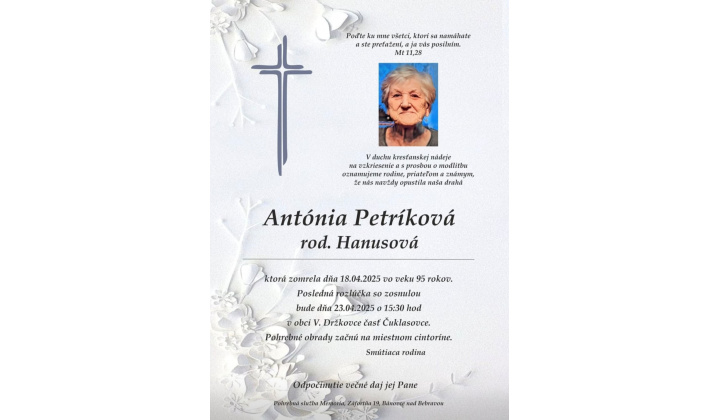 PARTE - Antónia Petríková, rod. Hanusová