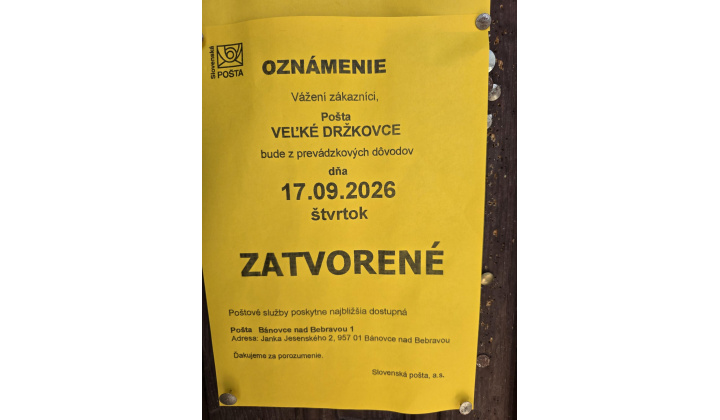 Pošta 17. 9. zatvorená