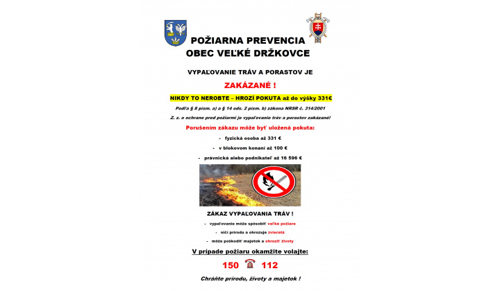 Požiarna prevencia Obec Veľké Držkovce