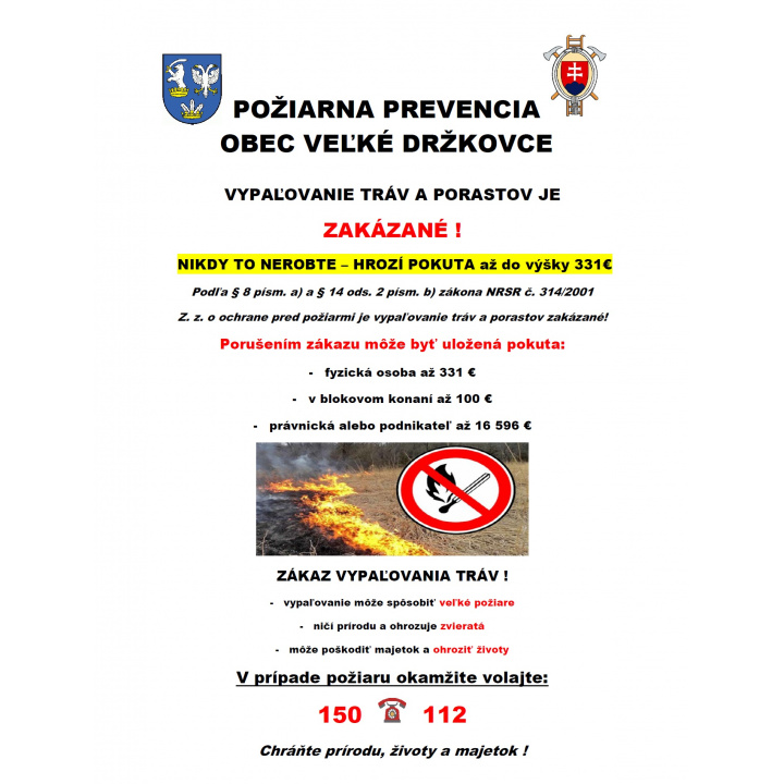 Požiarna prevencia Obec Veľké Držkovce
