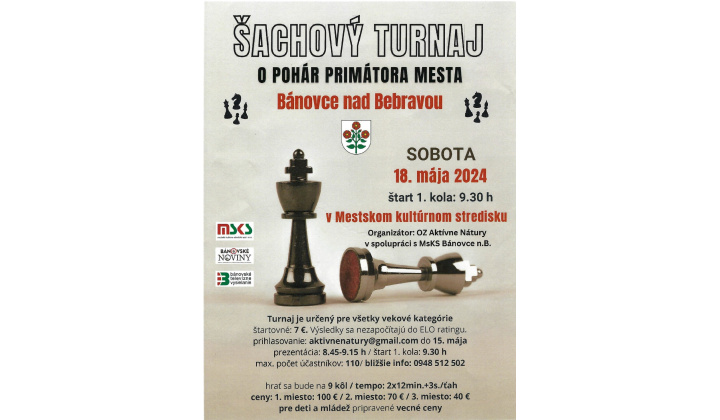 POZVÁNKA - Šachový turnaj o pohár primátora mesta BN