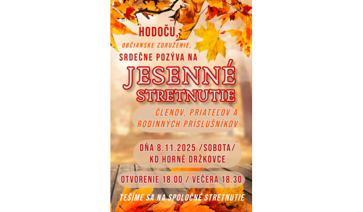 Pozvánka na jesenné stretnutie členov a priateľov HODOČU