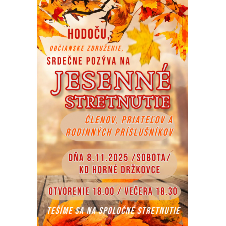 Pozvánka na jesenné stretnutie členov a priateľov HODOČU