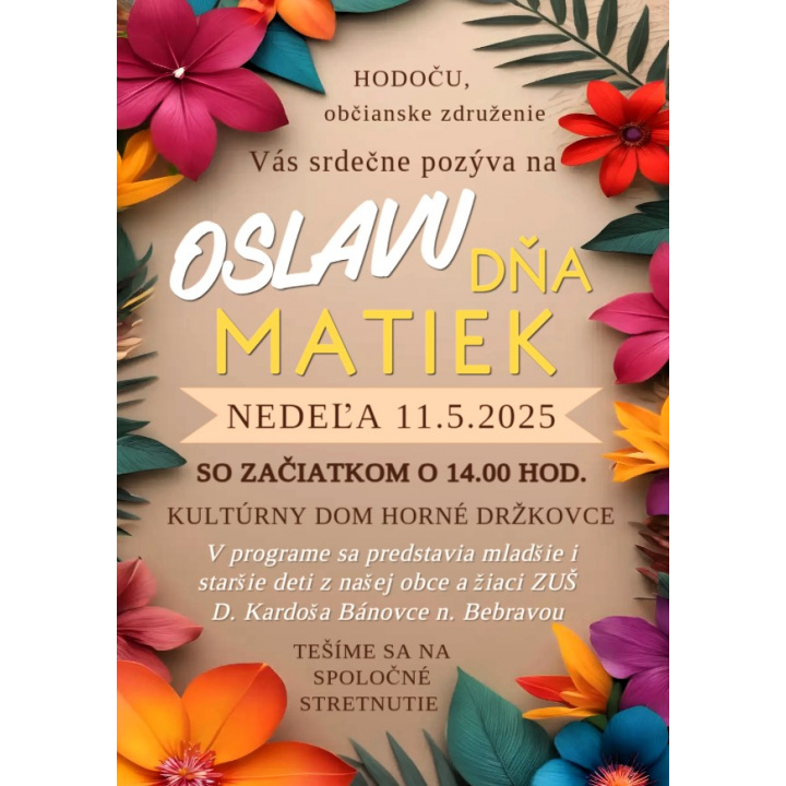 POZVÁNKA NA OSLAVU DŇA MATIEK