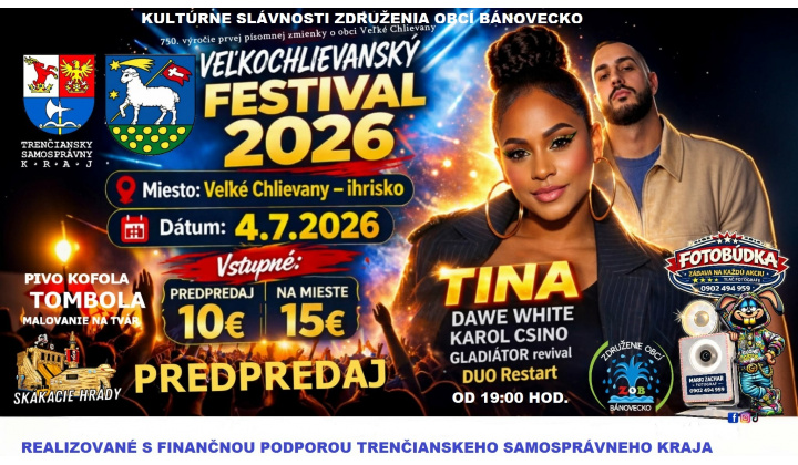Veľkochlievanský festival 2026 - 750. výročie prvej písomnej zmienky v obci Veľké Chlievany