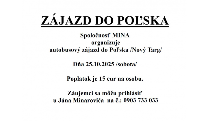 ZÁJAZD DO POĽSKA 25.10.2025