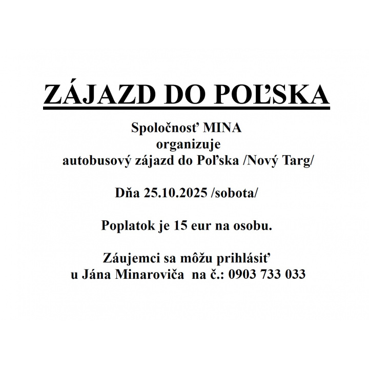 ZÁJAZD DO POĽSKA 25.10.2025
